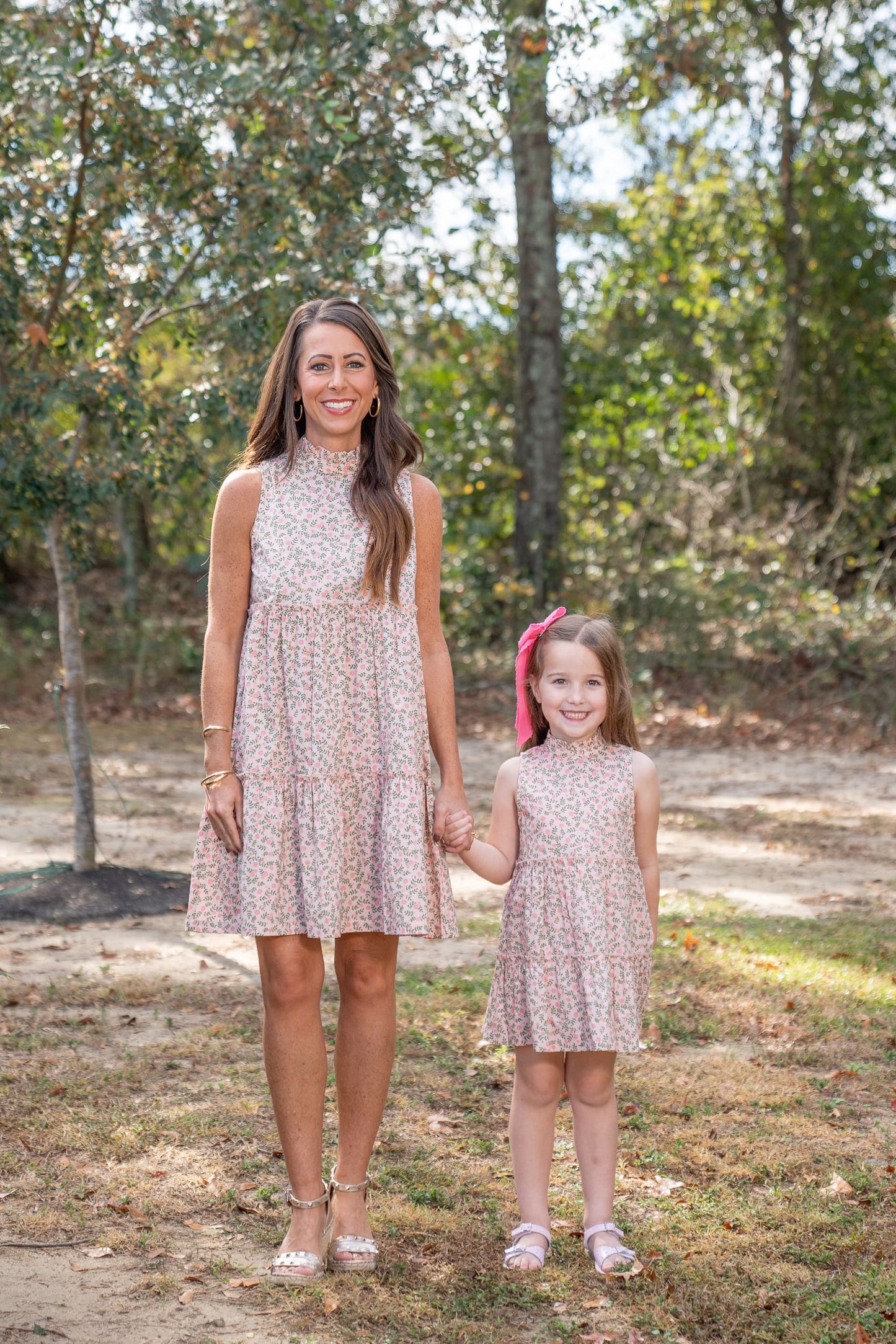Addison Girls Dress in Pink/Green Floral