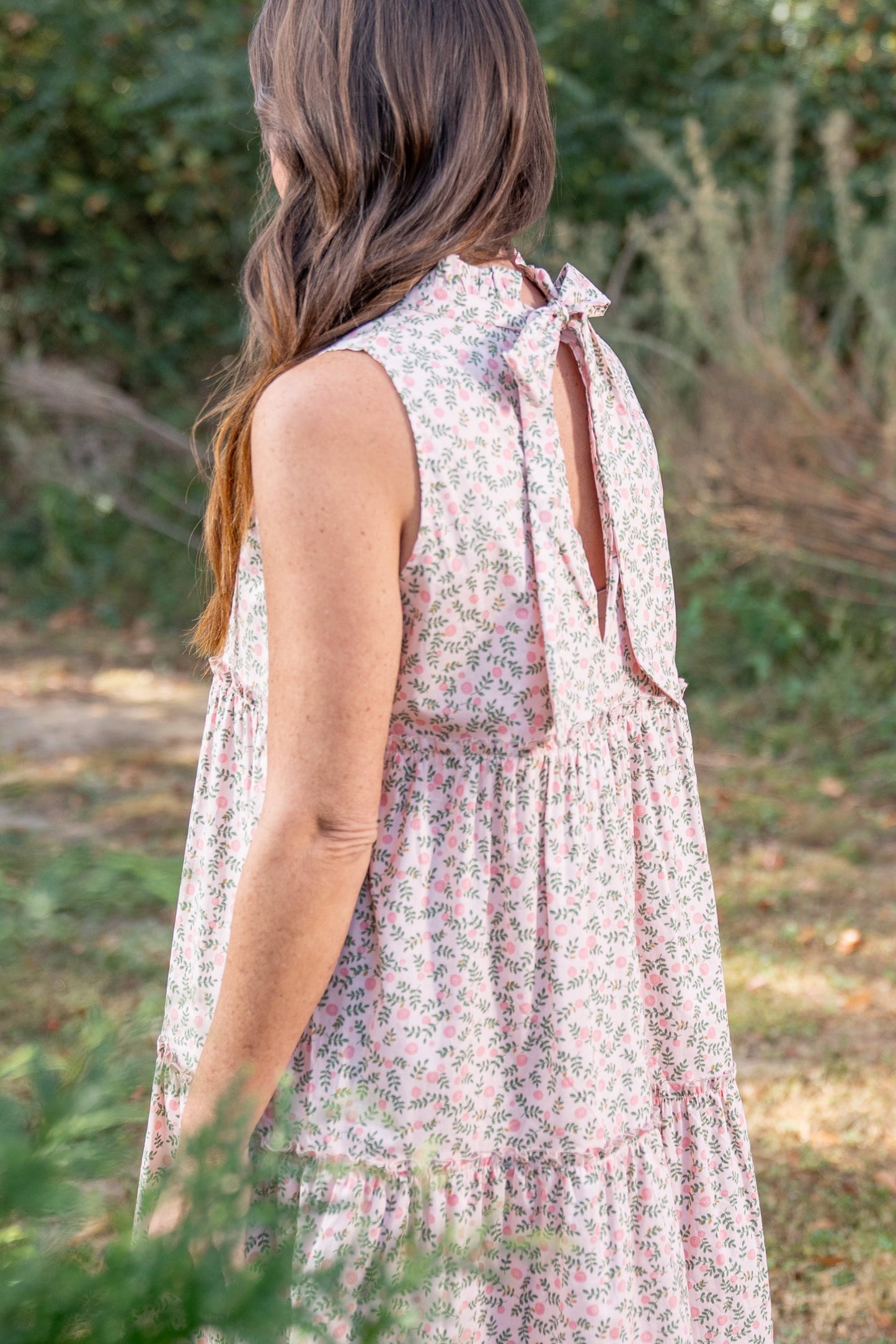 Addison Girls Dress in Pink/Green Floral