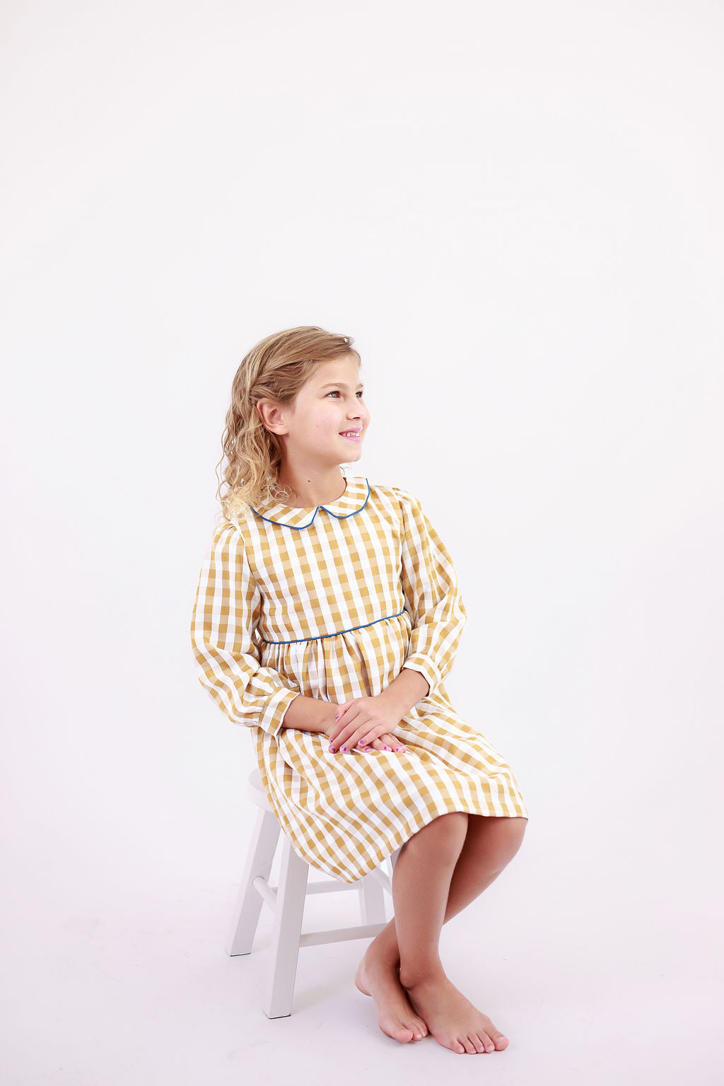 Janey Mustard Check Dress