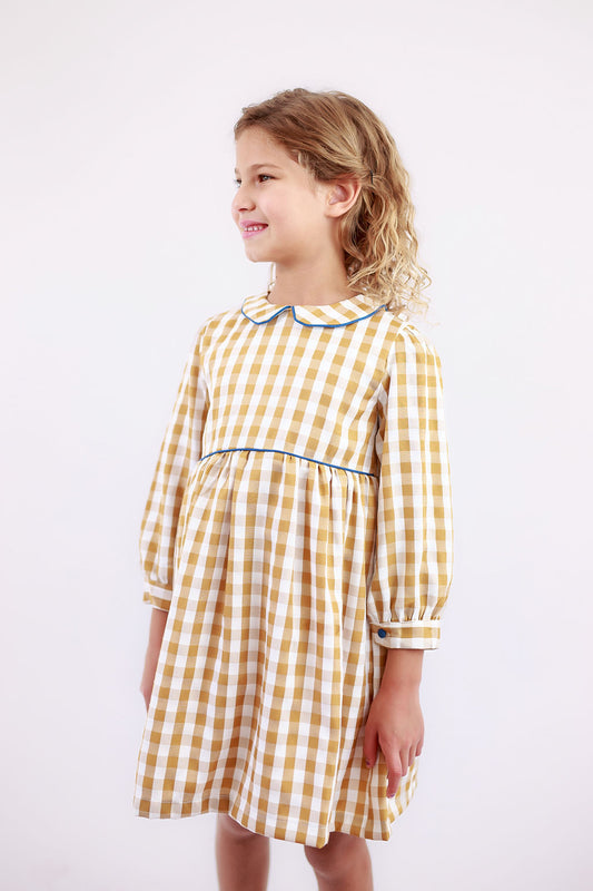 Janey Mustard Check Dress