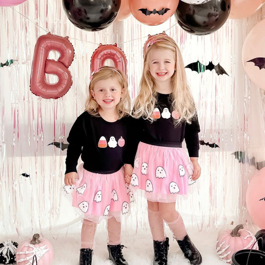 Girls Halloween Treats Chenille Patch Sweatshirt