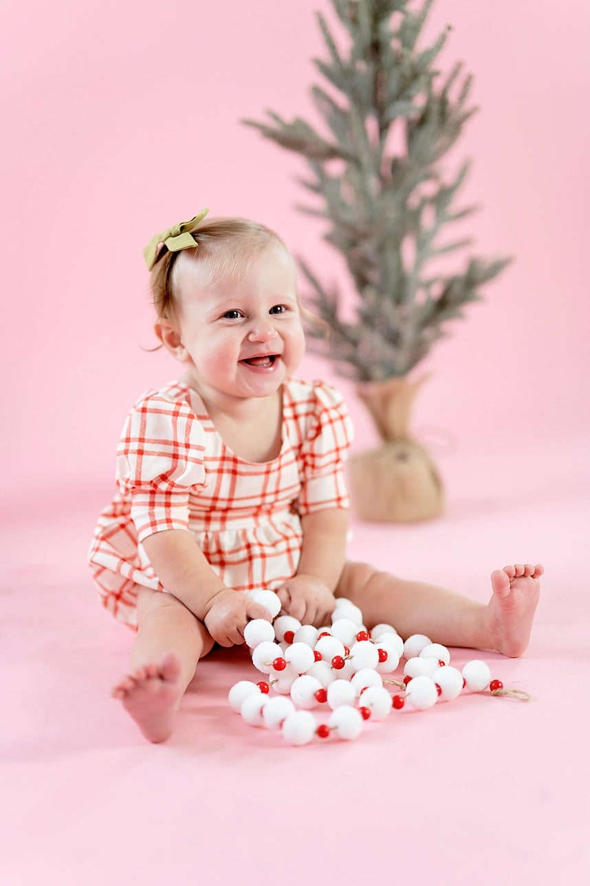 Puff Sleeve Romper in Scarlet Plaid