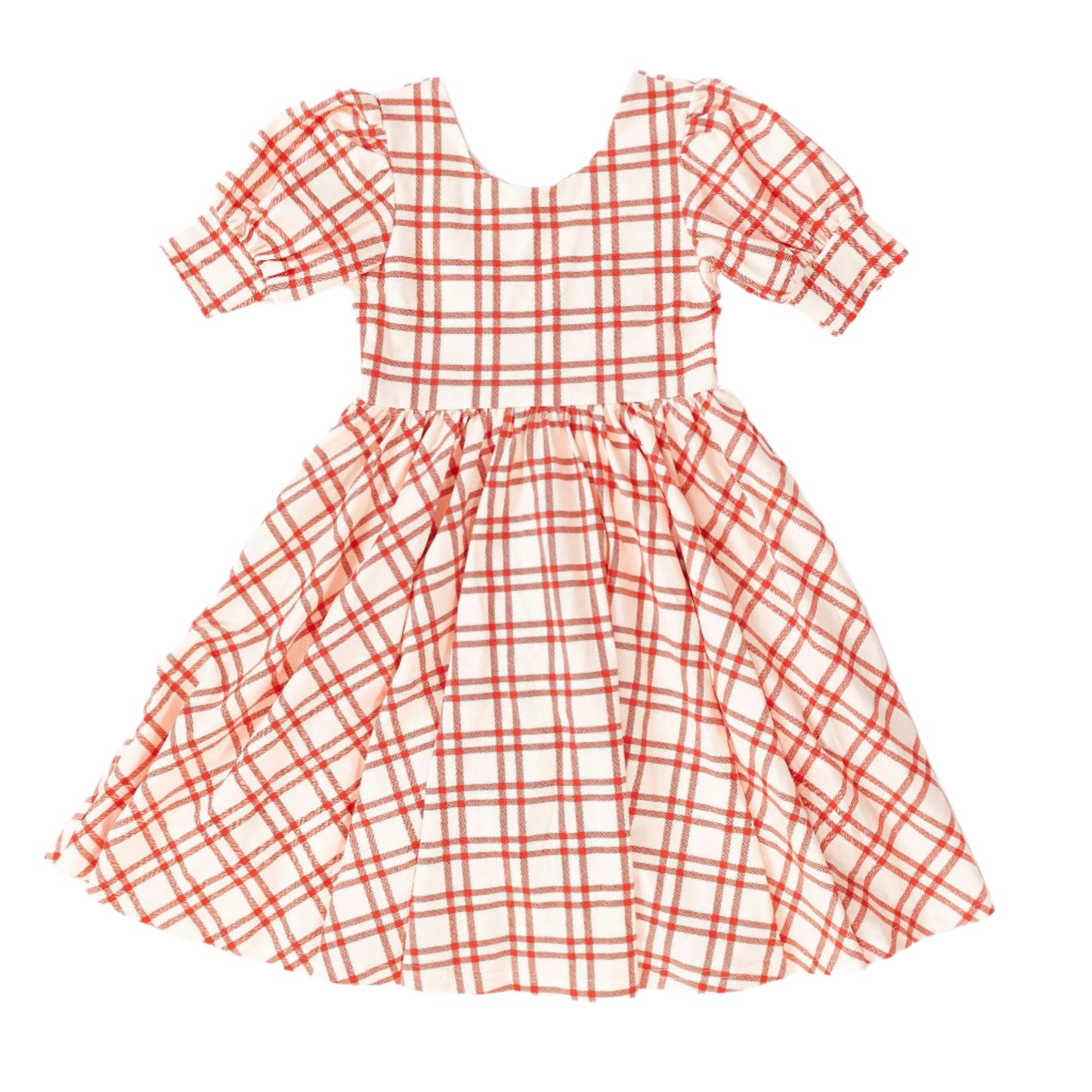Puff Sleeve Dress in Scarlet Plaid