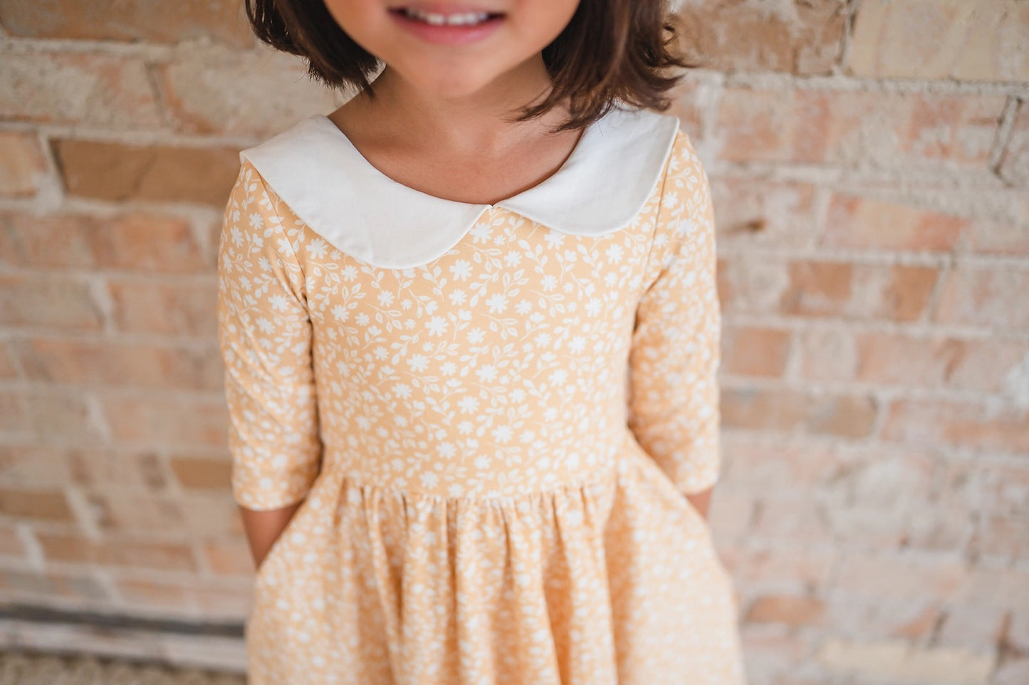 Rubina Pocket Twirl Dress in Custard Floral