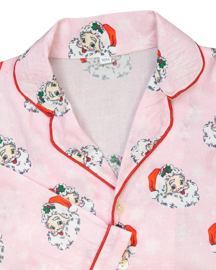 Vintage Santa Pajama Set in Pink
