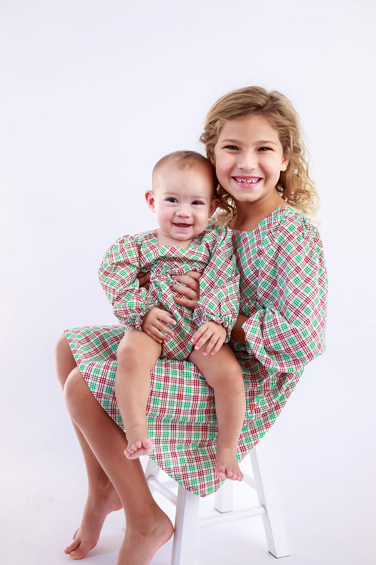 Organic Cotton Red & Green Plaid Bubble