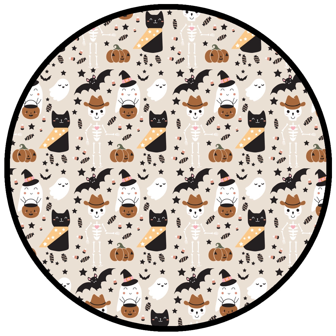 Spooky Cute Halloween Beige Bamboo Kids Pajama Set