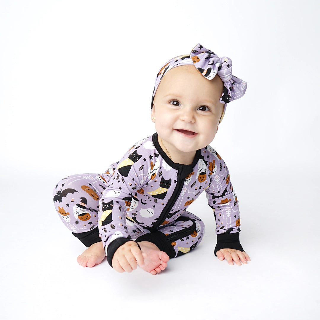 Spooky Cute Purple Halloween Bamboo Zipper Pajamas
