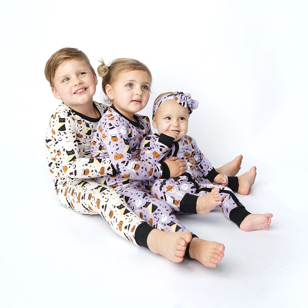Spooky Cute Purple Halloween Bamboo Zipper Pajamas