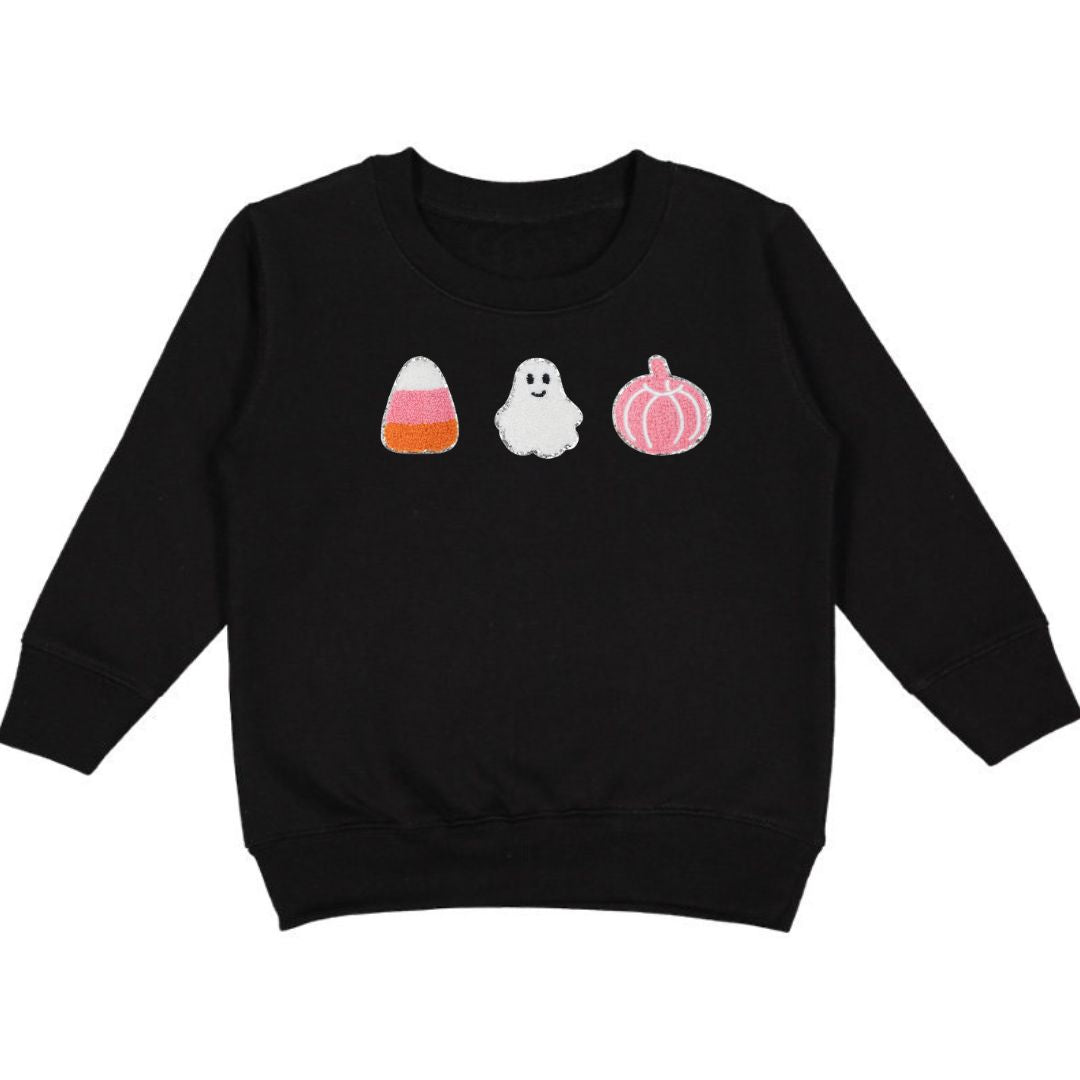 Girls Halloween Treats Chenille Patch Sweatshirt