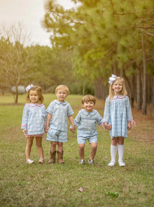 Browning Blue with Navy Check Boys Short Set