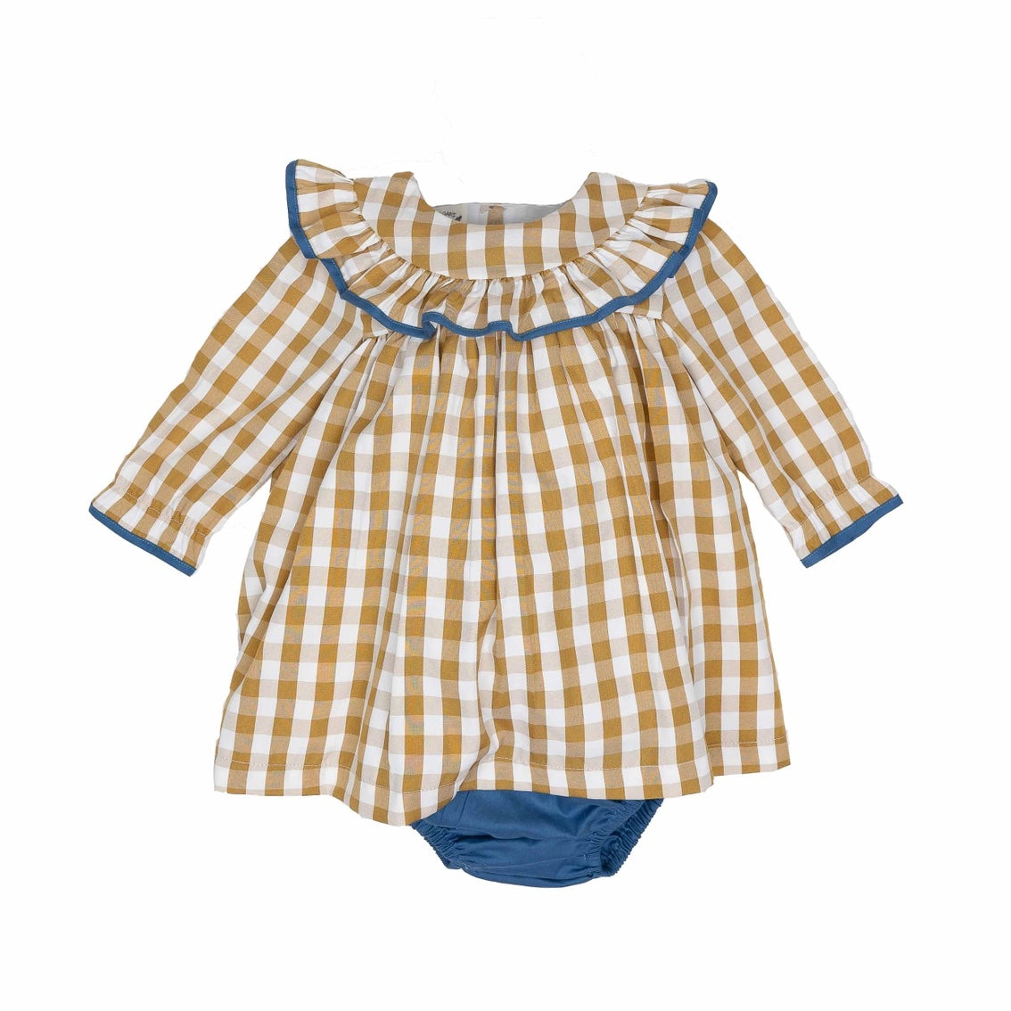 Maggie Mustard Check Bloomer Set