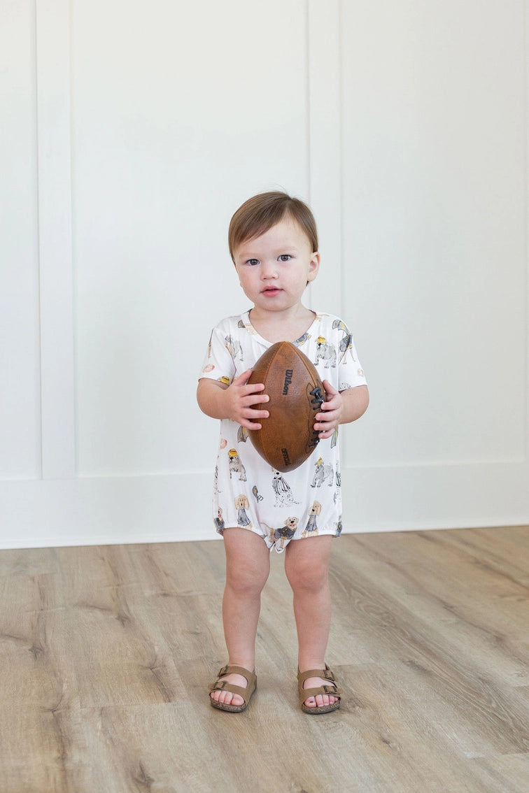 Black & Gold Puppy Football T-Shirt Bubble