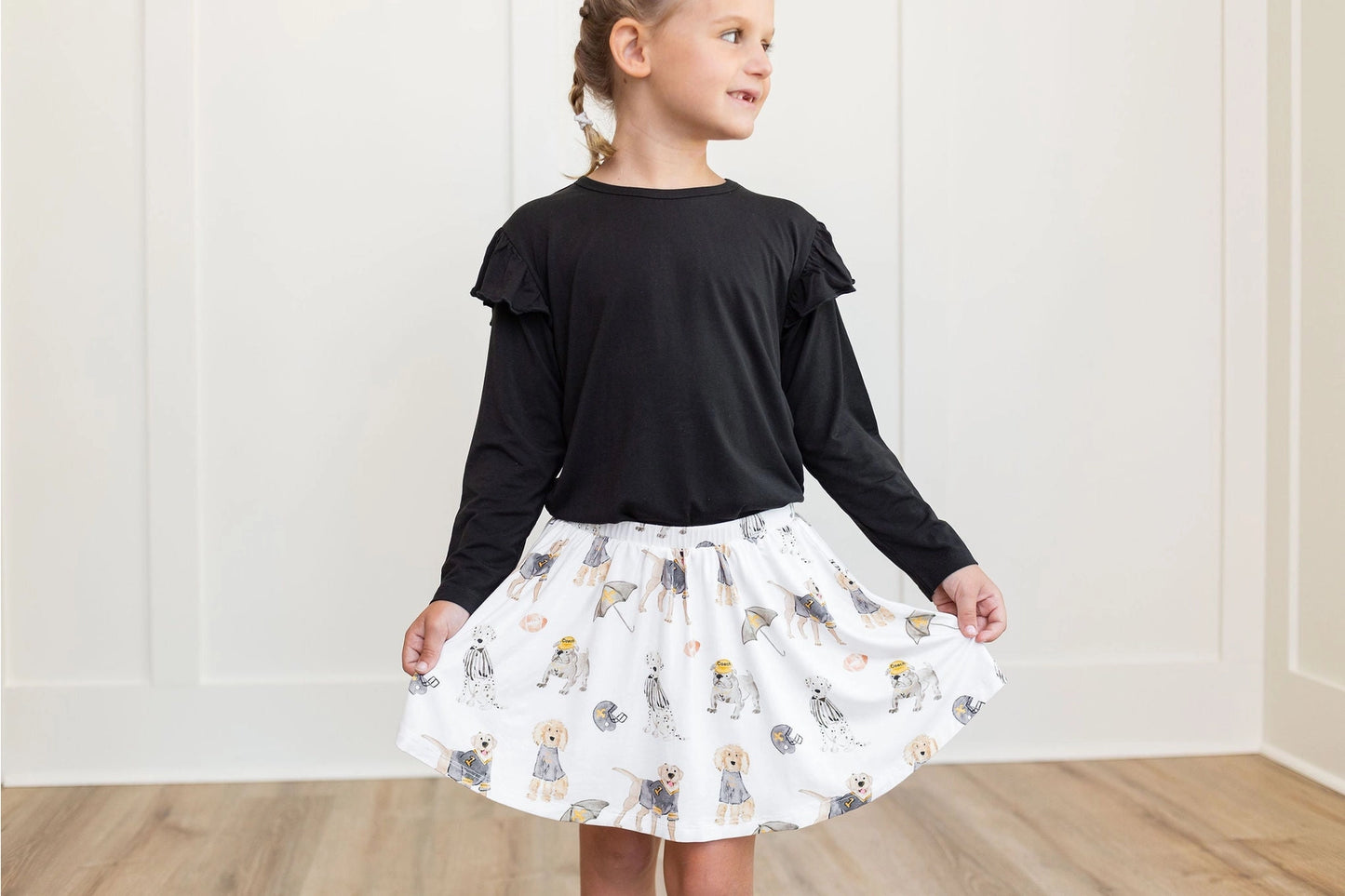 Black & Gold Puppy Football SKORT