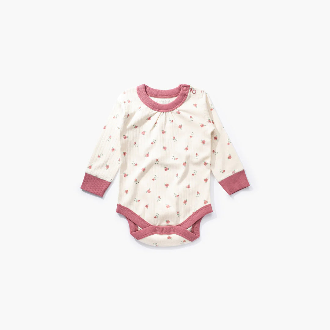 Organic Winter Rose Long Sleeve Bodysuit