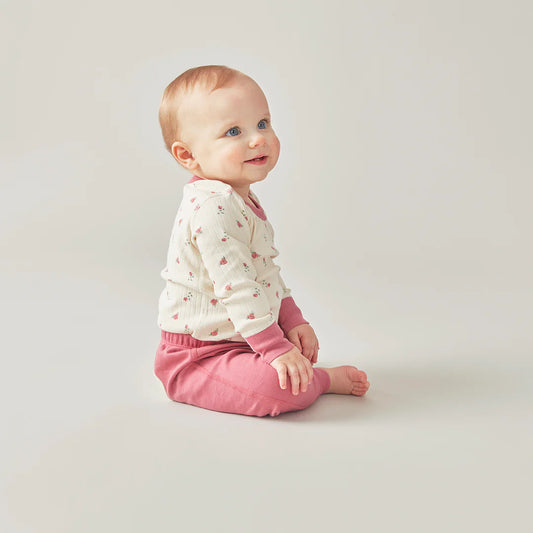 Organic Winter Rose Long Sleeve Bodysuit