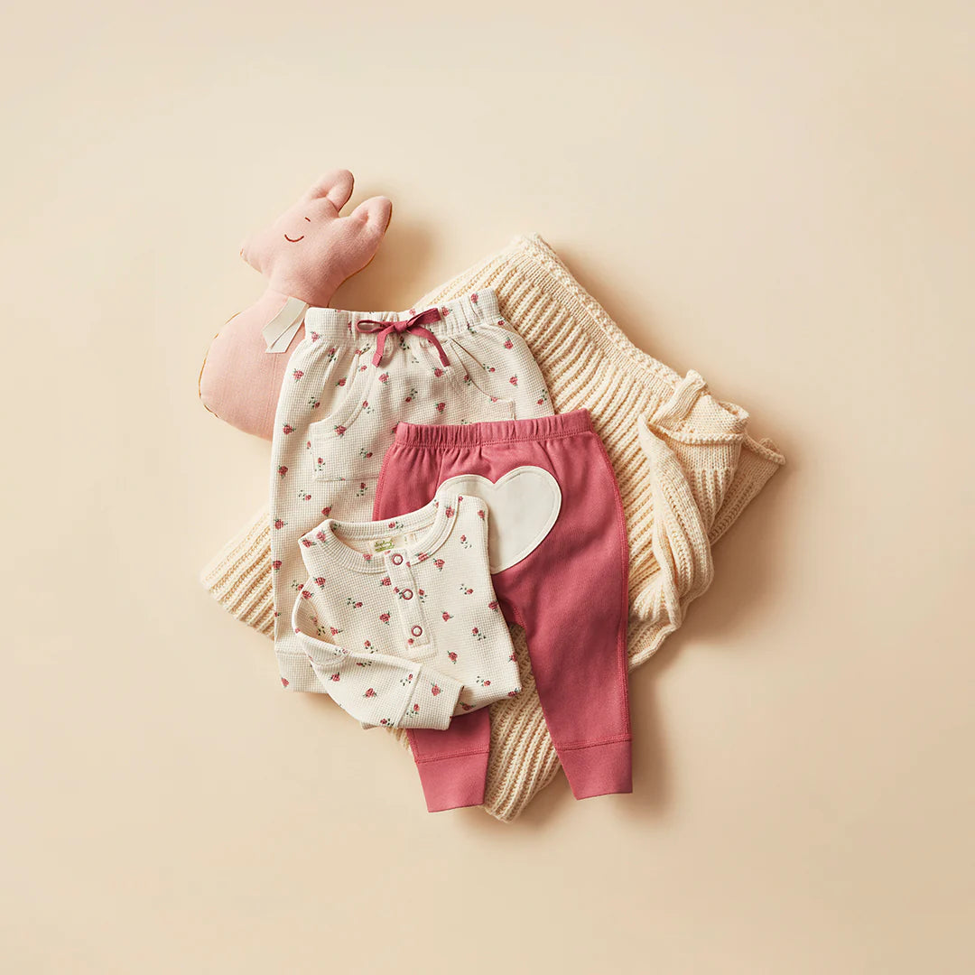 Organic Winter Rose Waffle Pants