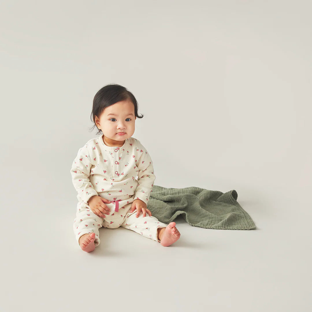 Organic Winter Rose Waffle Pants