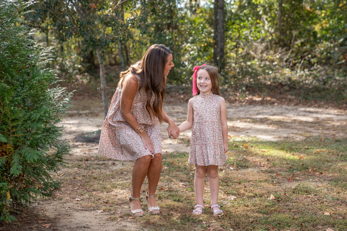 Christa Mom Dress in Pink/Green Floral