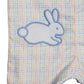 Rainbow Plaid Shortall with Bunny Pocket