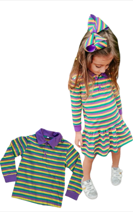 Mardi Gras Striped Polo