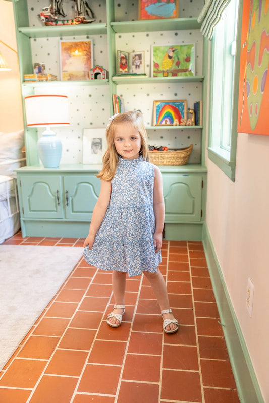 Addison Blue and White Floral Dress