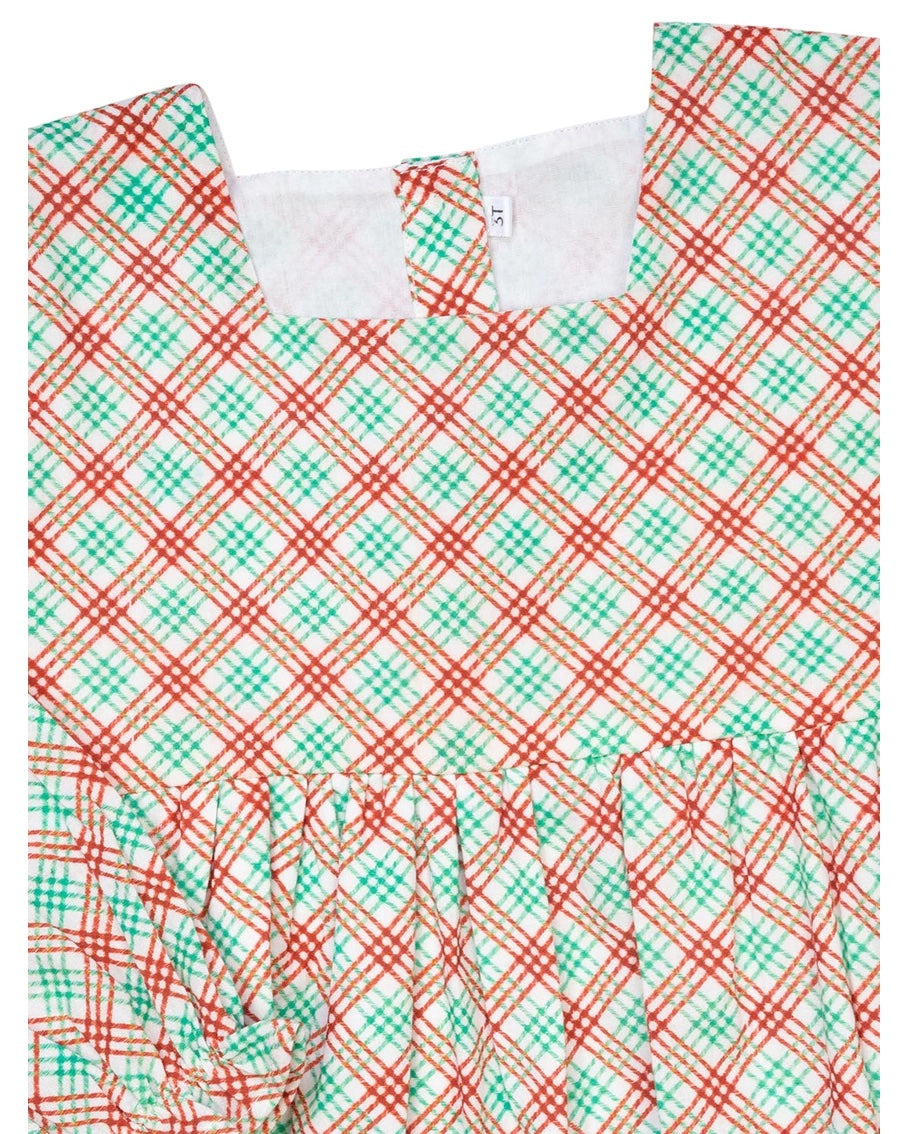 Organic Cotton Red & Green Plaid Bubble