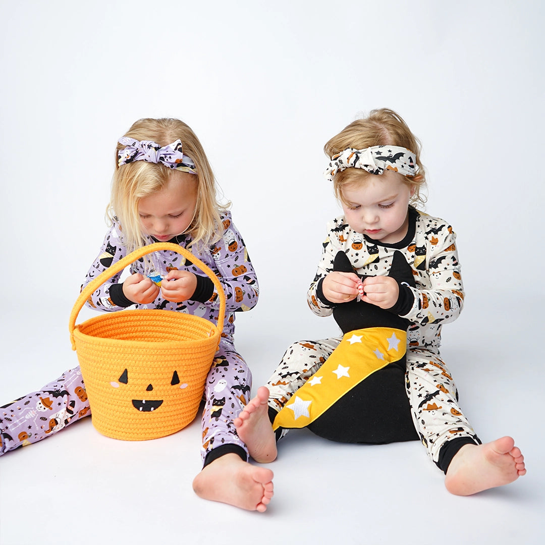 Spooky Cute Halloween Beige Bamboo Kids Pajama Set