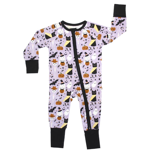 Spooky Cute Purple Halloween Bamboo Zipper Pajamas